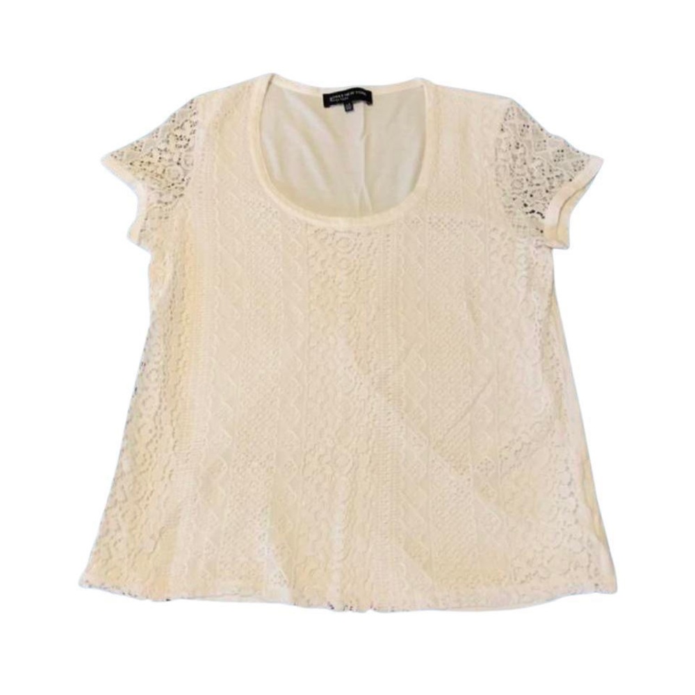 Jones New York White Lace Front Top